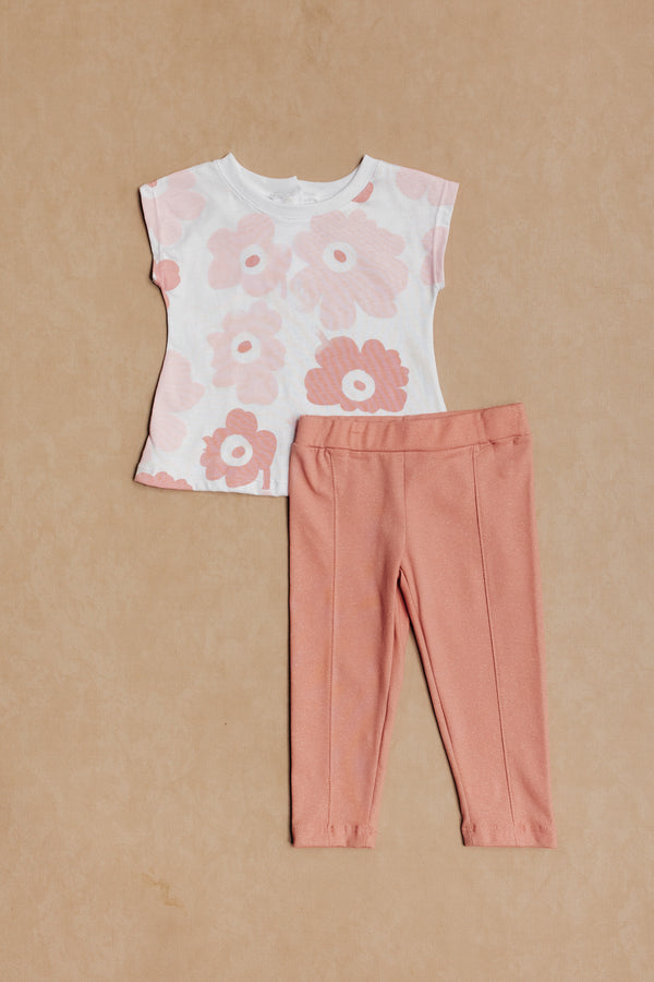 Baby Girl Leggings Set with Glitter Background