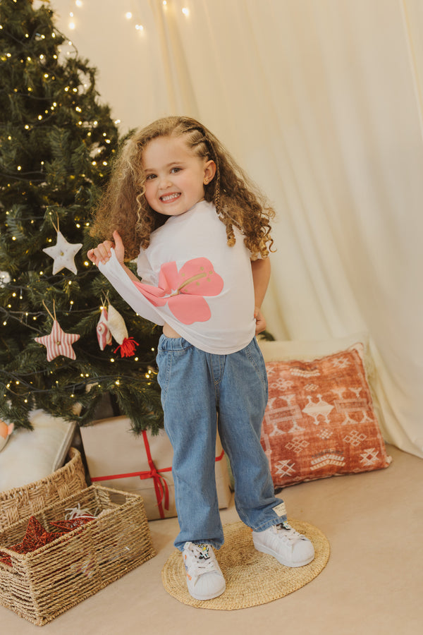 SET NIÑA BEBE JEAN FLOWER