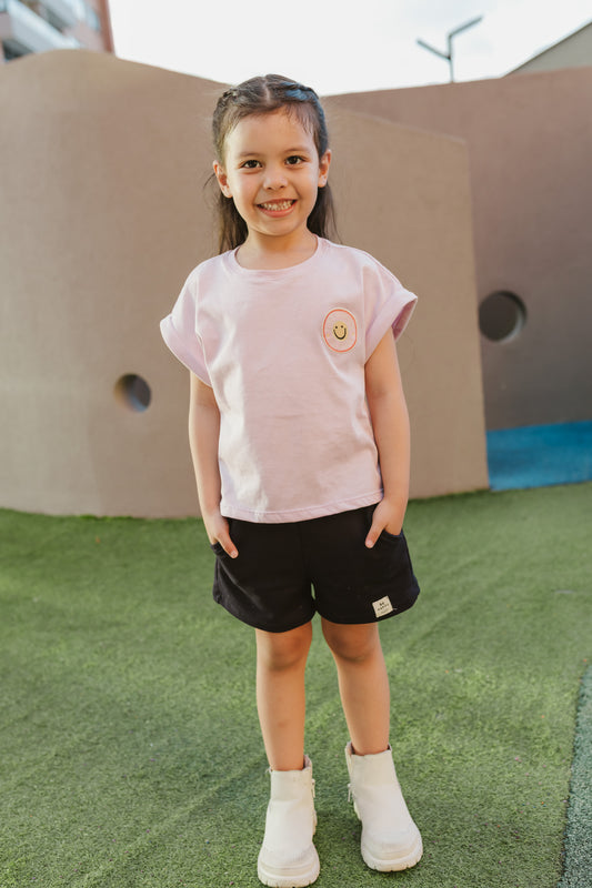 @Conjunto Short Niña Grande Aplique CARITA