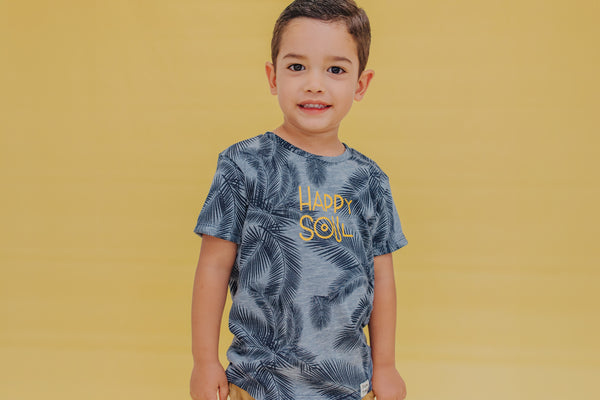 Big Boy's Basic T-Shirt with Branch Print