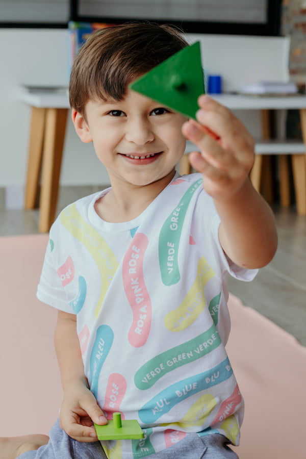 Camiseta Aprendizaje colores blanca - petit poupee